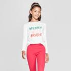 Girls' Long Sleeve Very Merry Graphic T-shirt - Cat & Jack Almond Cream
