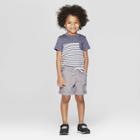 Toddler Boys' Short Sleeve Striped Pocket T-shirt - Cat & Jack Navy