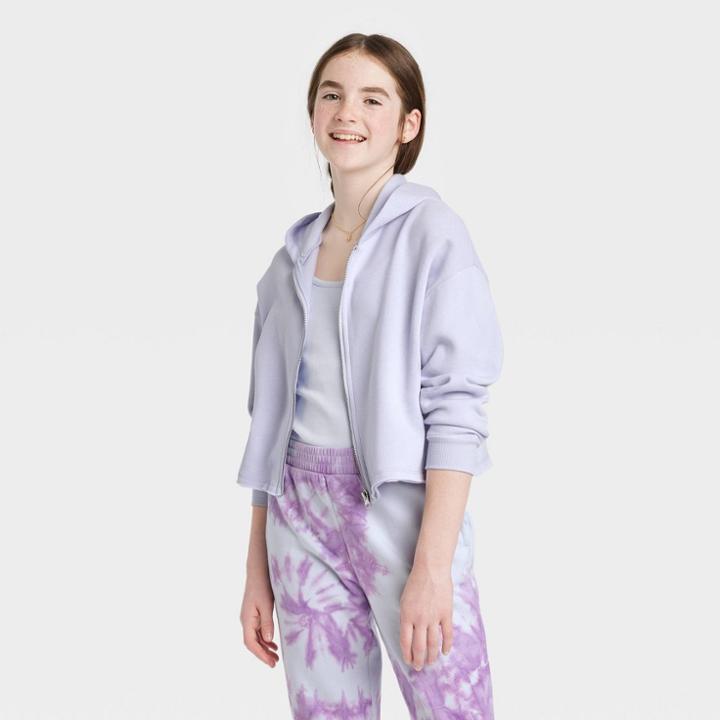 Girls' Cropped Boxy Zip-up Hoodie - Art Class