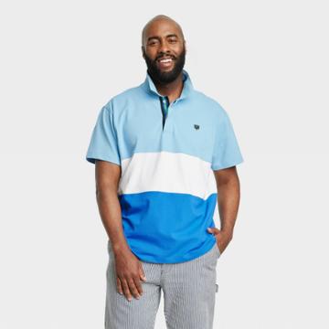 Houston White Adult Plus Size Short Sleeve Polo Shirt - Blue Rugby