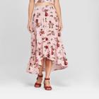 Women's High-low Hem Ruffle Floral Midi Skirt - Xhilaration Rose (pink)