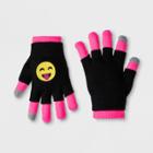 Girls' Emoji 3 In 1 Gloves - Black