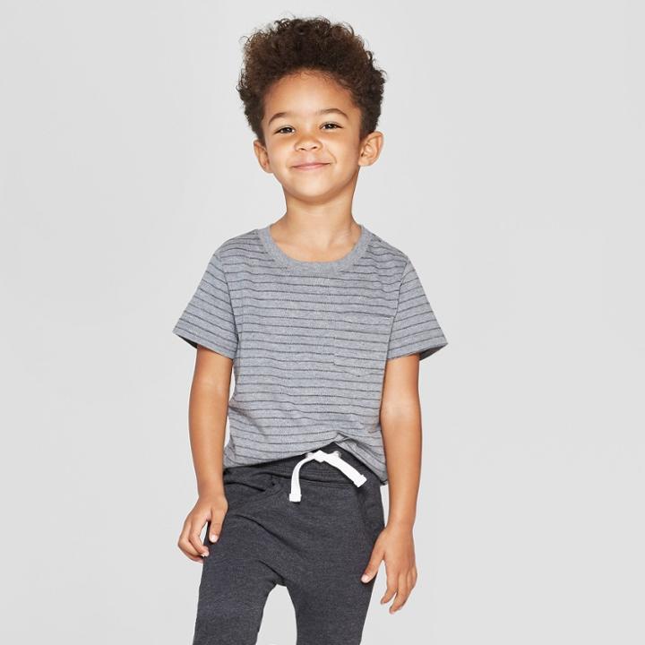 Toddler Boys' Short Sleeve Texture Pocket T-shirt - Cat & Jack Gray