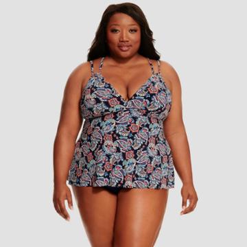 Dreamsuit By Miracle Brands Women's Tankini Top - Dreamsuit By Miracle Paisley Navy