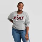 Women's Disney Mickey Plus Size Letters Graphic Sweatshirt - Gray