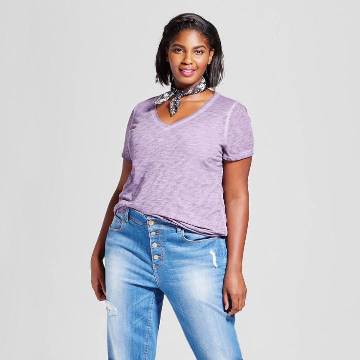 Women's Plus Size V-neck T-shirt - Ava & Viv Lilac