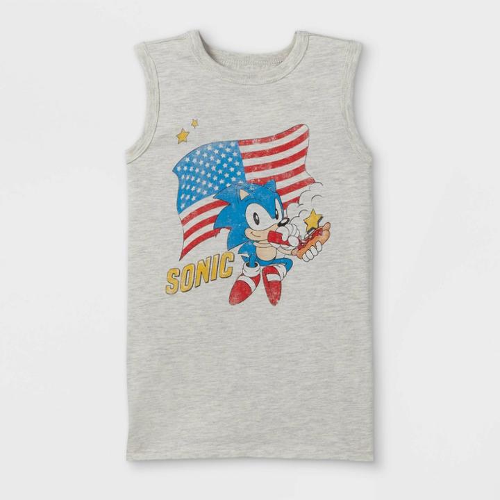 Boys' Segasonic The Hedgehog Americana Tank Top - Gray
