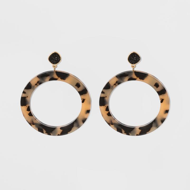 Sugarfix By Baublebar Colorful Resin Druzy Hoop Earrings - Tortoise, Girl's