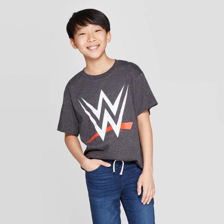 Target Boys' Wwe Logo Short Sleeve T-shirt - Charcoal Gray