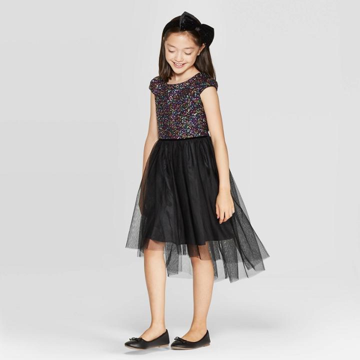 Girls' Sequin Dress - Cat & Jack Black M, Girl's,