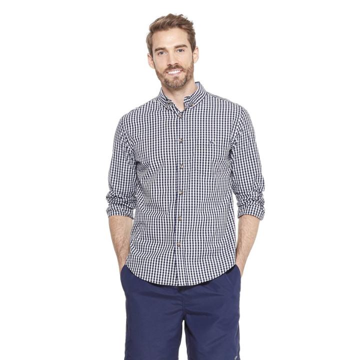 Men's Gingham Long Sleeve Woven Button-down Shirt - Navy/white S - Vineyard Vines For Target, Black