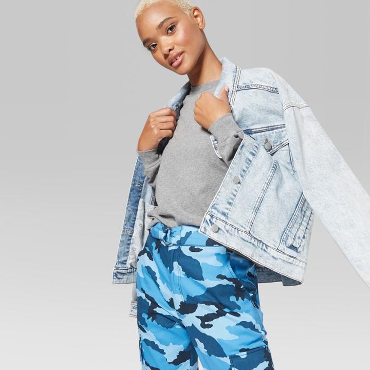 Women's Long Sleeve Skater Boxy T-shirt - Wild Fable Heather Gray