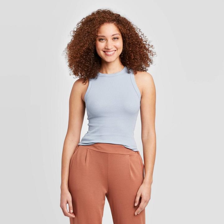 Women's Regular Fit Crewneck Tank Top - A New Day Blue