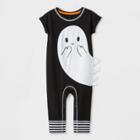 Petitebaby Boys' Short Sleeve Halloween Ghost Romper - Cat & Jack Black Newborn, Boy's
