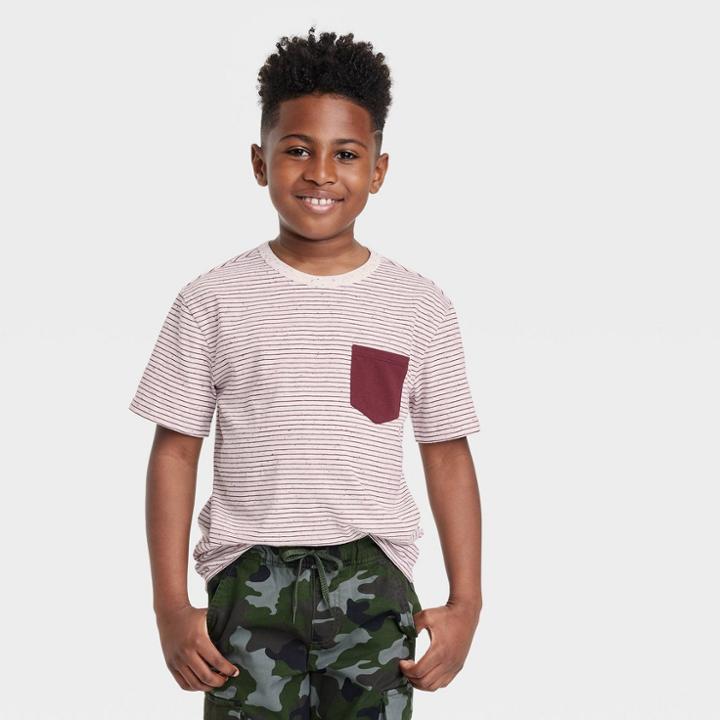 Boys' Striped Short Sleeve Colorblock T-shirt - Cat & Jack Cream