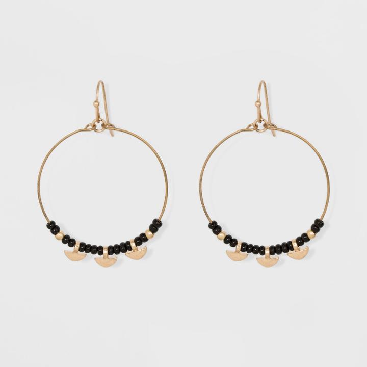 Beaded Wire Open Hoop Drop Earrings - Universal Thread Gold