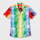 Trinity Collective Pride Gender Inclusive Adult Tie-dye Rainbow Button-down Camp Shirt - Xs, Adult Unisex,