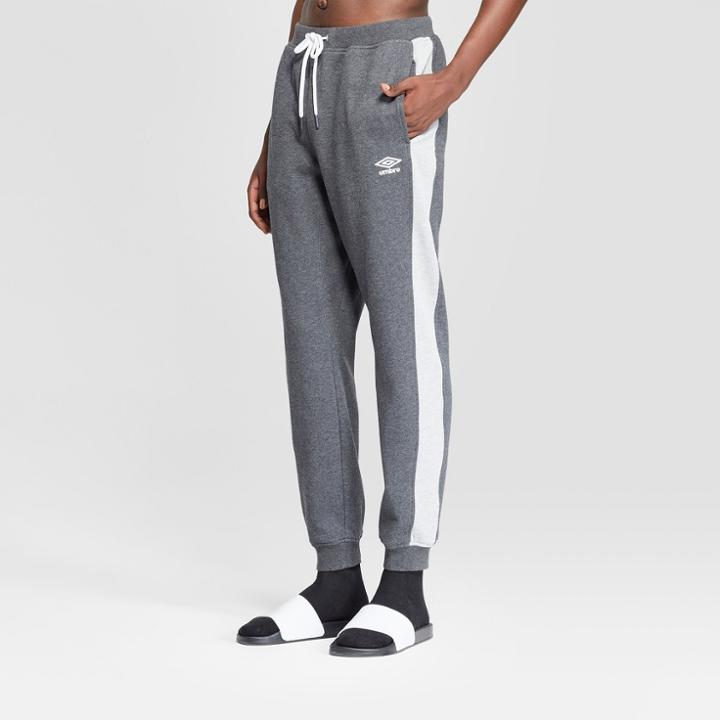 Target Umbro Men's Fleece Side Striped Jogger Pants - Heather Black
