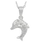 Journee Collection 1/10 Ct. T.w. Round-cut Diamond Pave-set Fish Necklace In Sterling Silver -