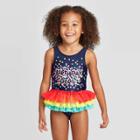 Toddler Girls' Bow Back Flutter Tutu One Piece Swimsuit - Cat & Jack Navy 12m, Toddler Girl's, Blue