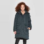 Women's Quilted Puffer Jacket - A New Day Green M, Women's,