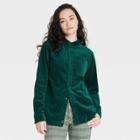 Houston White Adult Corduroy Long Sleeve Button-down Shirt - Green Xxs/xs