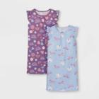 Girls' 2pk Unicorn Rainbow Castles Nightgown - Just One You Made By Carter's Purple/blue