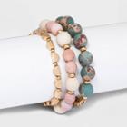 Semi-precious Blue Jasper And Pink Aventurine Link Bracelet Set 3pc - Universal Thread Pink