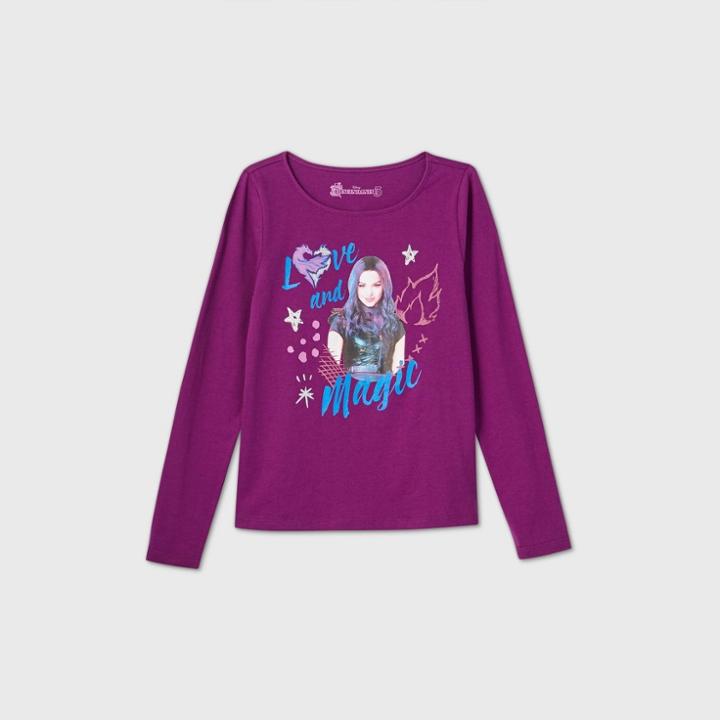 Girls' Disney Descendants Mal Long Sleeve Graphic T-shirt - Pink