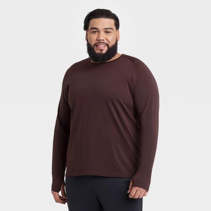 Men's Long Sleeve Seamless T-shirt - All In Motion Berry Heather