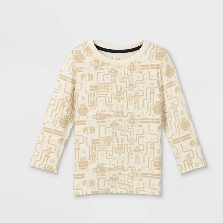 Toddler Boys' Jersey Knit Crew Neck Long Sleeve T-shirt - Cat & Jack Cream
