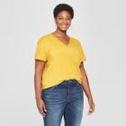 Women's Plus Size Ruched Back Short Sleeve T-shirt- Ava & Viv Gold X