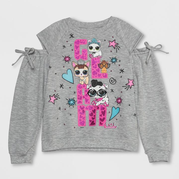 Girls' L.o.l. Surprise! Pets Glam Long Sleeve Sweatshirt - Heather Gray