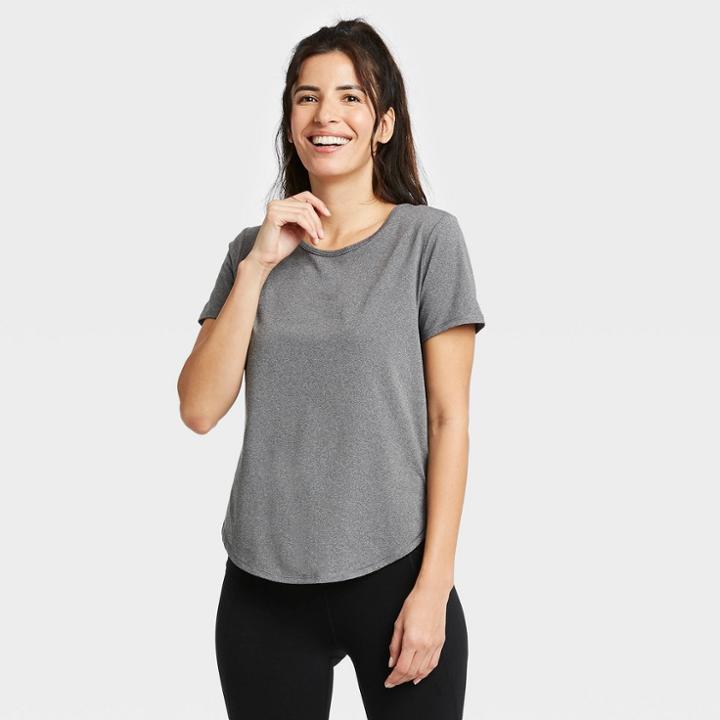 Women's Short Sleeve Essential T-shirt - All In Motion Charcoal Gray Xs, Women's, Grey Gray