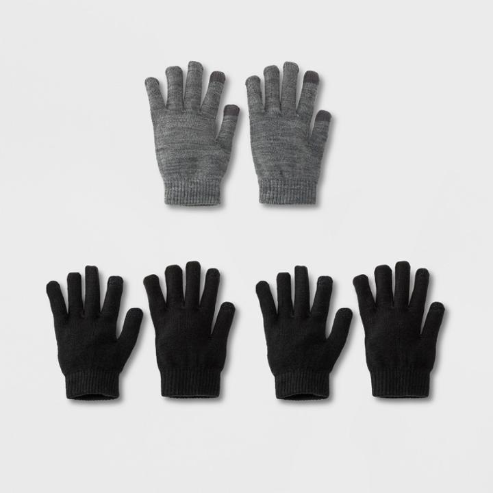 Women's 3pk Tech Touch Gloves - Wild Fable Dark Gray Heather, Ps Dark Grey Heather