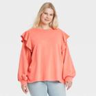 Women's Plus Size Ruffle Sweatshirt - Universal Thread Peach