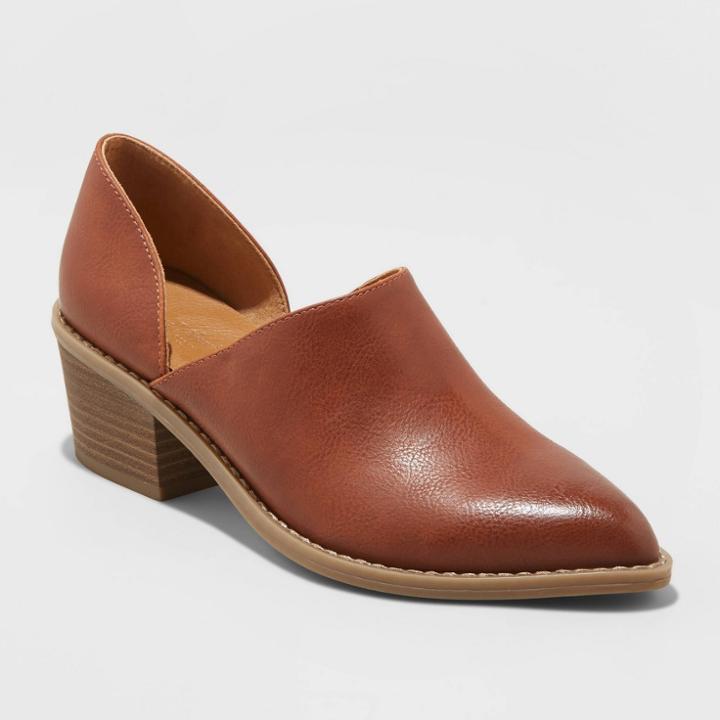 Women's Rylie Microsuede Heeled Open Bootie - Universal Thread Cognac (red)