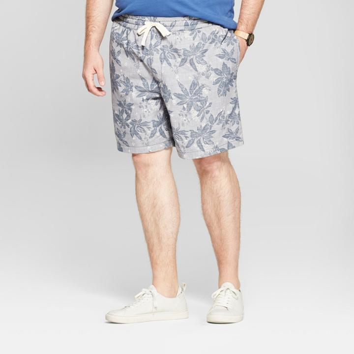 Men's Big & Tall 8 Floral Elastic Waist Shorts - Goodfellow & Co Blue