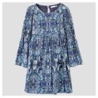 Lots Of Love By Speechless Girls' Long Sleeve Printed A Line Dress - Blue