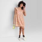 Women's Ruffle Sleeve On/off The Shoulder Woven Babydoll Dress - Wild Fable Pale Peach Floral