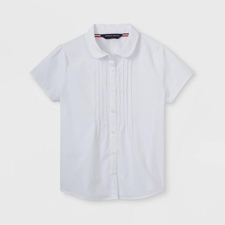 French Toast Girls' Uniform Woven Blouse With Pintuck - White