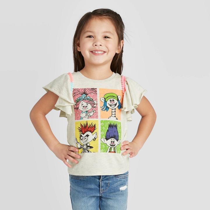 Universal Petitetoddler Boys' Short Sleeve Trolls Pom T-shirt - Beige