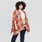 Target Women's Plus Size Woven Check Ruana - Universal Thread Rust (red)