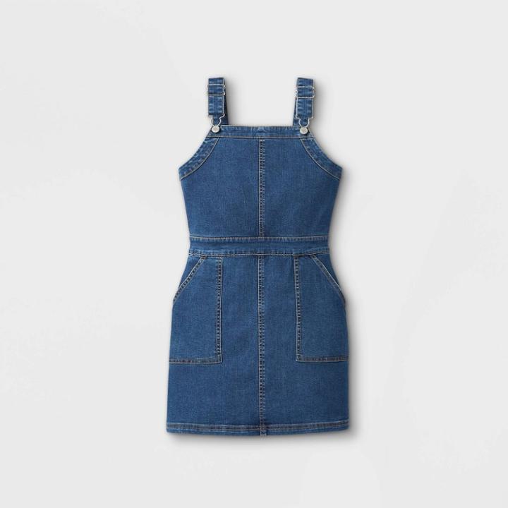 Girls' Denim Pinafore Dress - Art Class Medium Wash Xs,