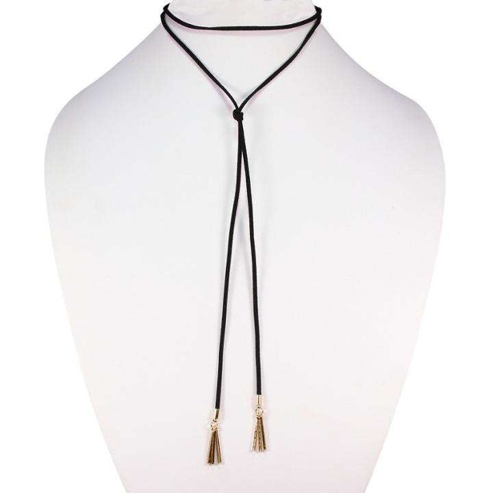 Distributed By Target Suede Cord Wrap Choker With 3 Gold Bar Drop Each Side - 26 - Black