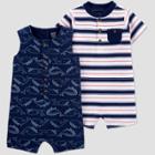 Baby Boys' 2pk Striped Whale Romper Set - Just One You Made By Carter's Blue Newborn, Boy's