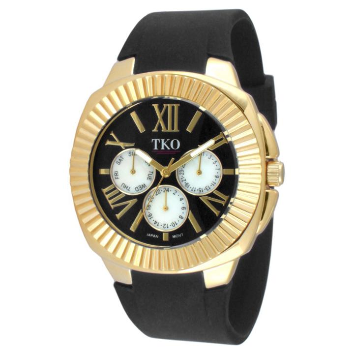 Tko Orlogi Women's Tko Multiple Function Rubber Strap Watch - Black, Black/gold