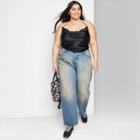 Women's Plus Size High-rise Straight Dad Jeans - Wild Fable Dark Wash