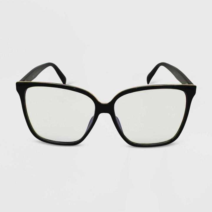 Women's Tortoise Print Square Blue Light Filtering Glasses - Wild Fable Black