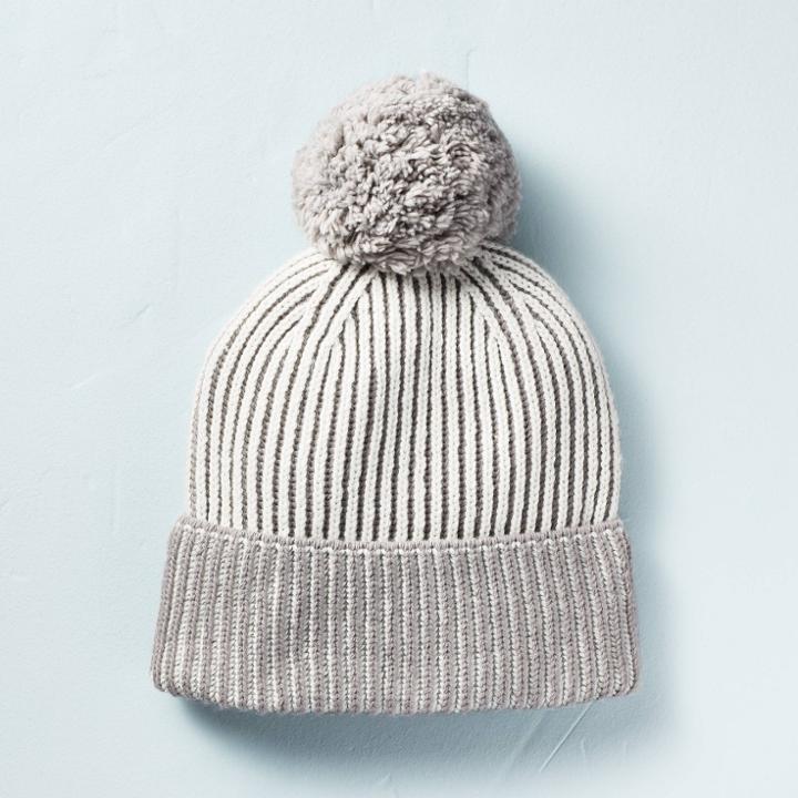 Hearth & Hand With Magnolia Rib Knit Winter Beanie Hat Tonal Gray - Hearth & Hand With